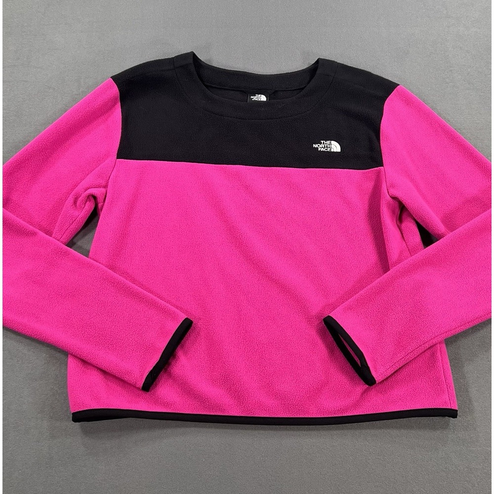 The North Face Pink Black Colorblock Long Sleeve Fleece Sweater Womens M Jacket